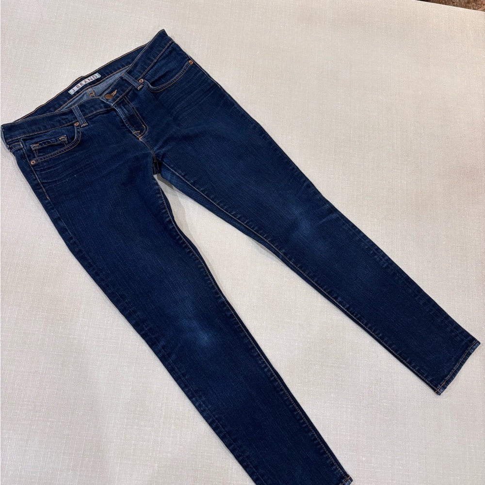 J BRAND The Skinny Jean Ink Wash Blue Denim Stretch Cotton Whiskered